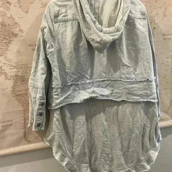 We The Free Okinawa Denim Duster Size XS Free People Hooded Jacket - Picture 10 of 14